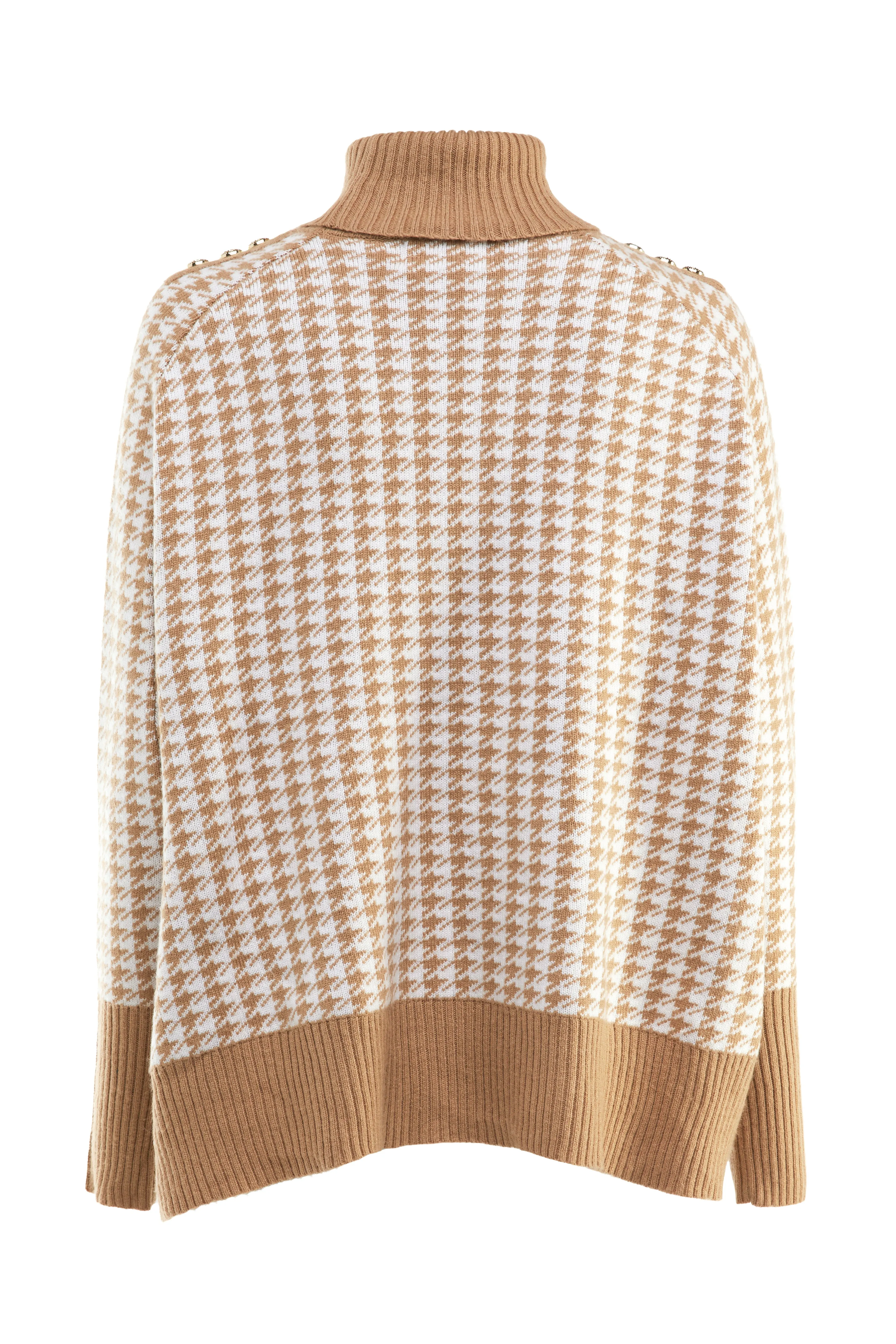 Kingsbury Cape Knit (Camel Houndstooth)