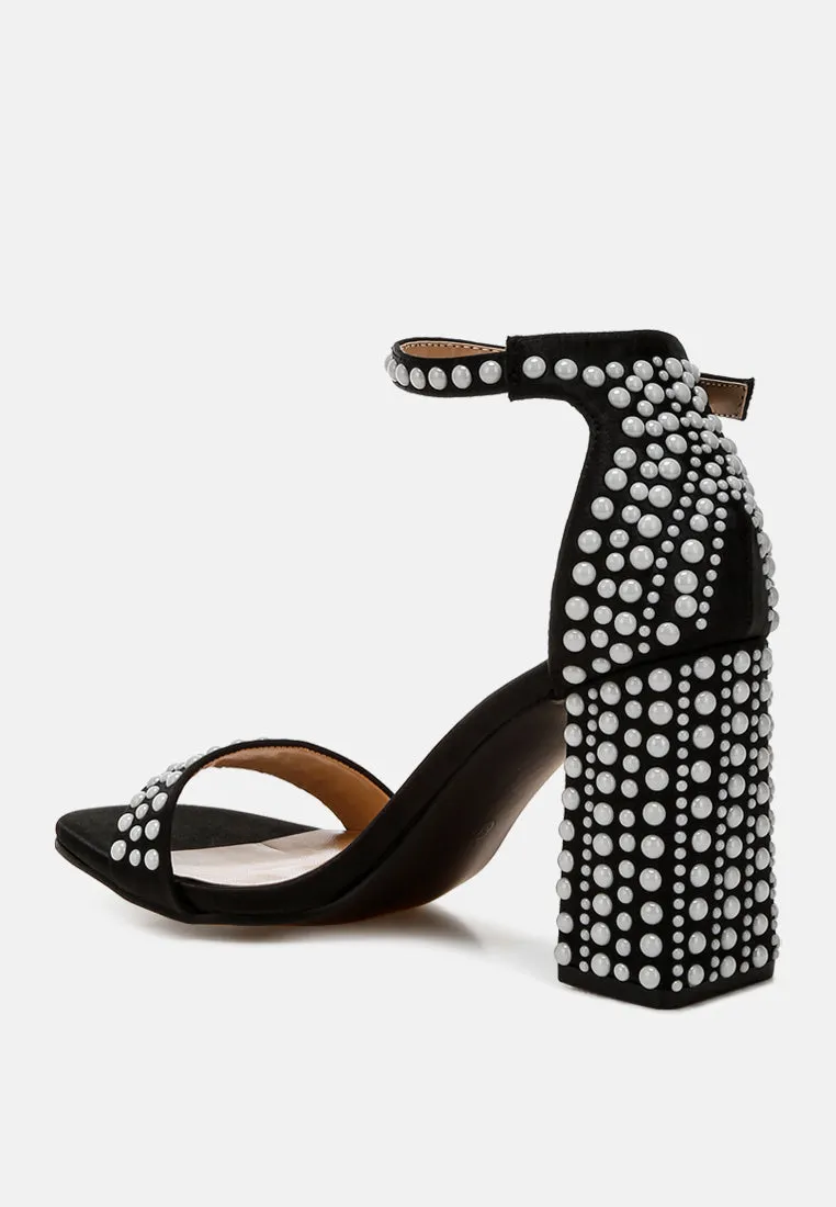 Klebba Pearls Embellished Satin Sandals