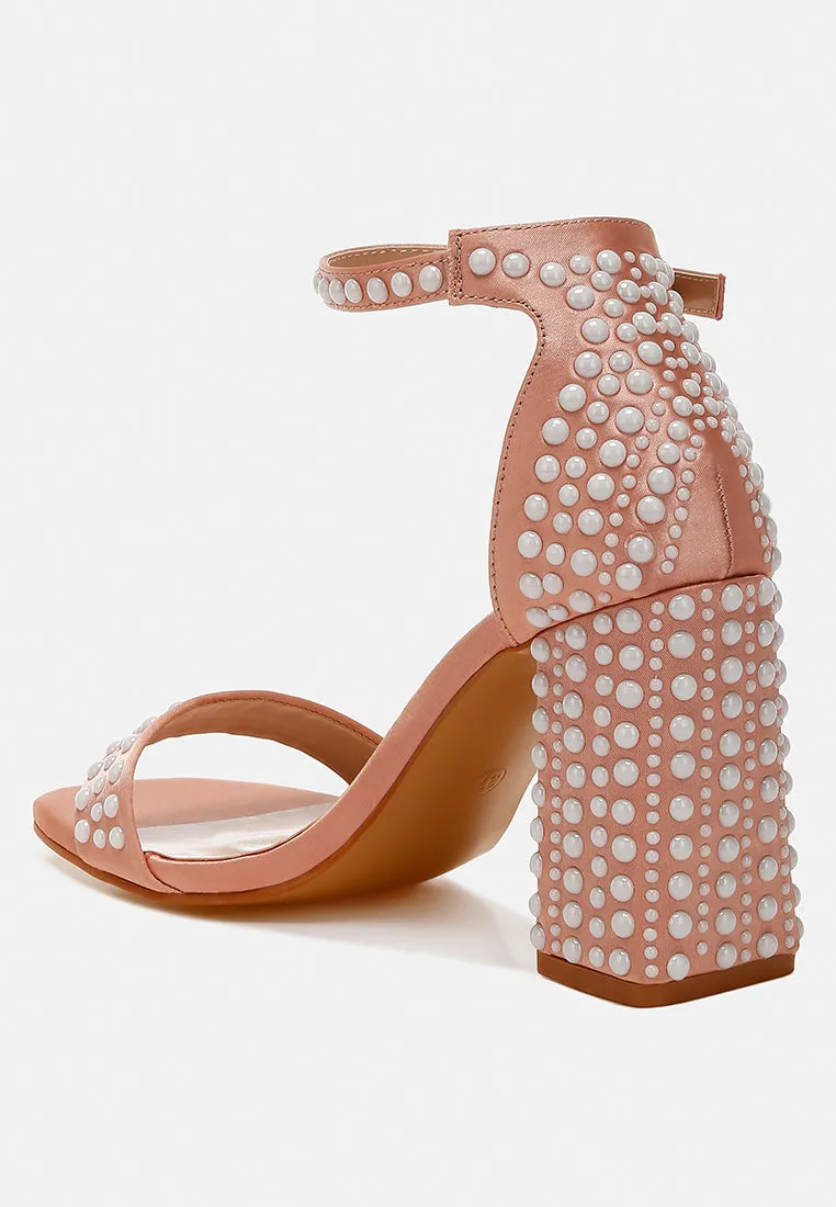 Klebba Pearls Embellished Satin Sandals