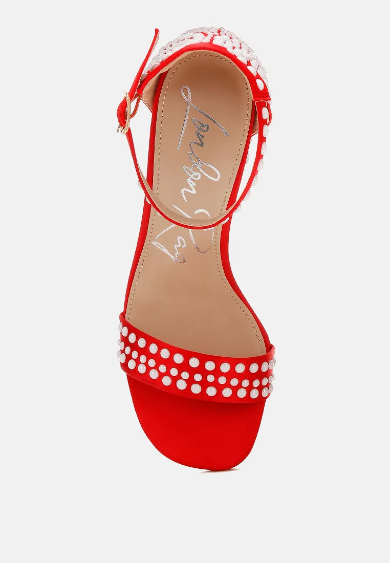 Klebba Pearls Embellished Satin Sandals