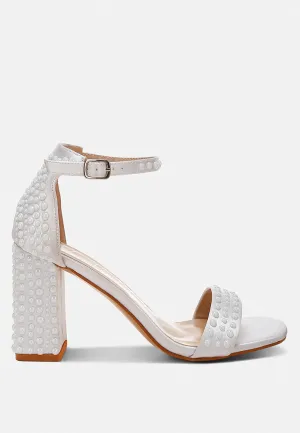 Klebba Pearls Embellished Satin Sandals