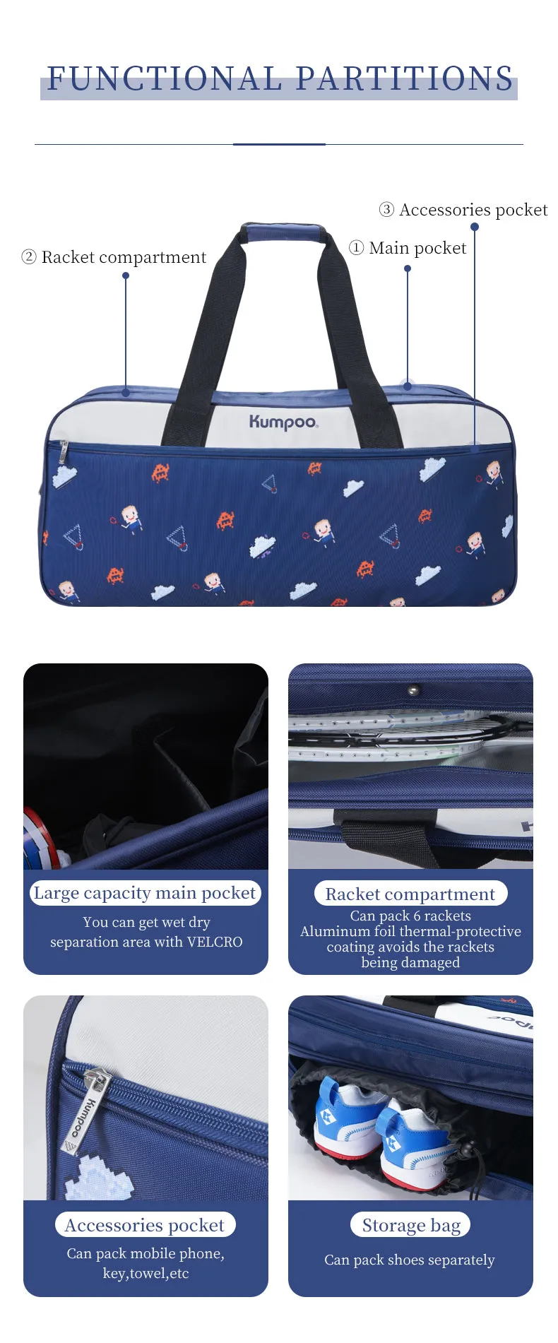 Kumpoo Badminton racket bag (KB-367)