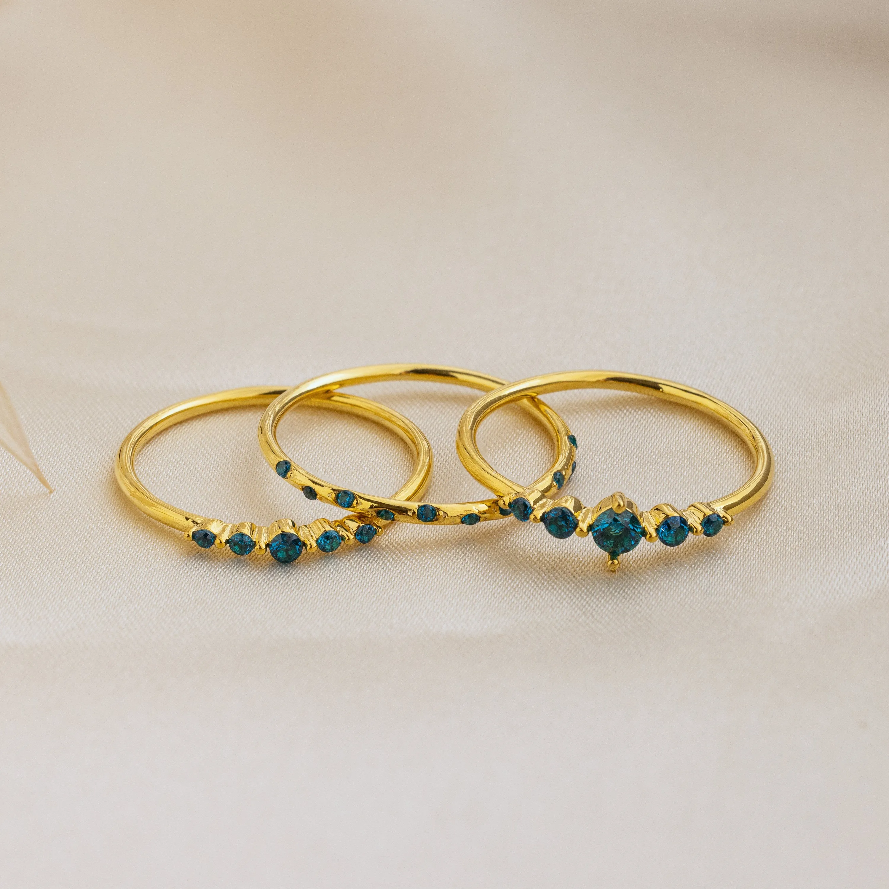 Lace Birthstone Rings Set