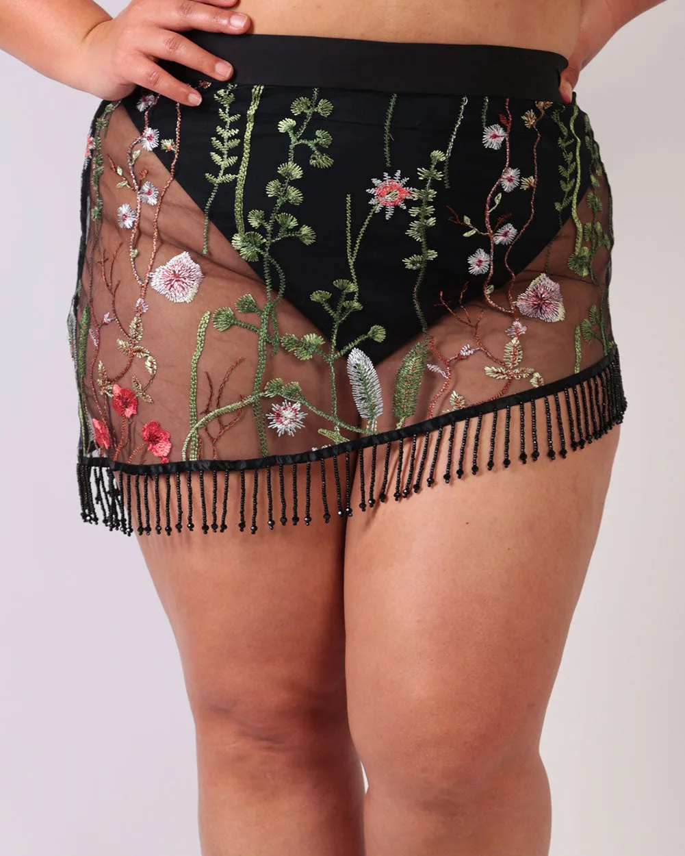 Lace Flowerfields Beaded Mini Skirt