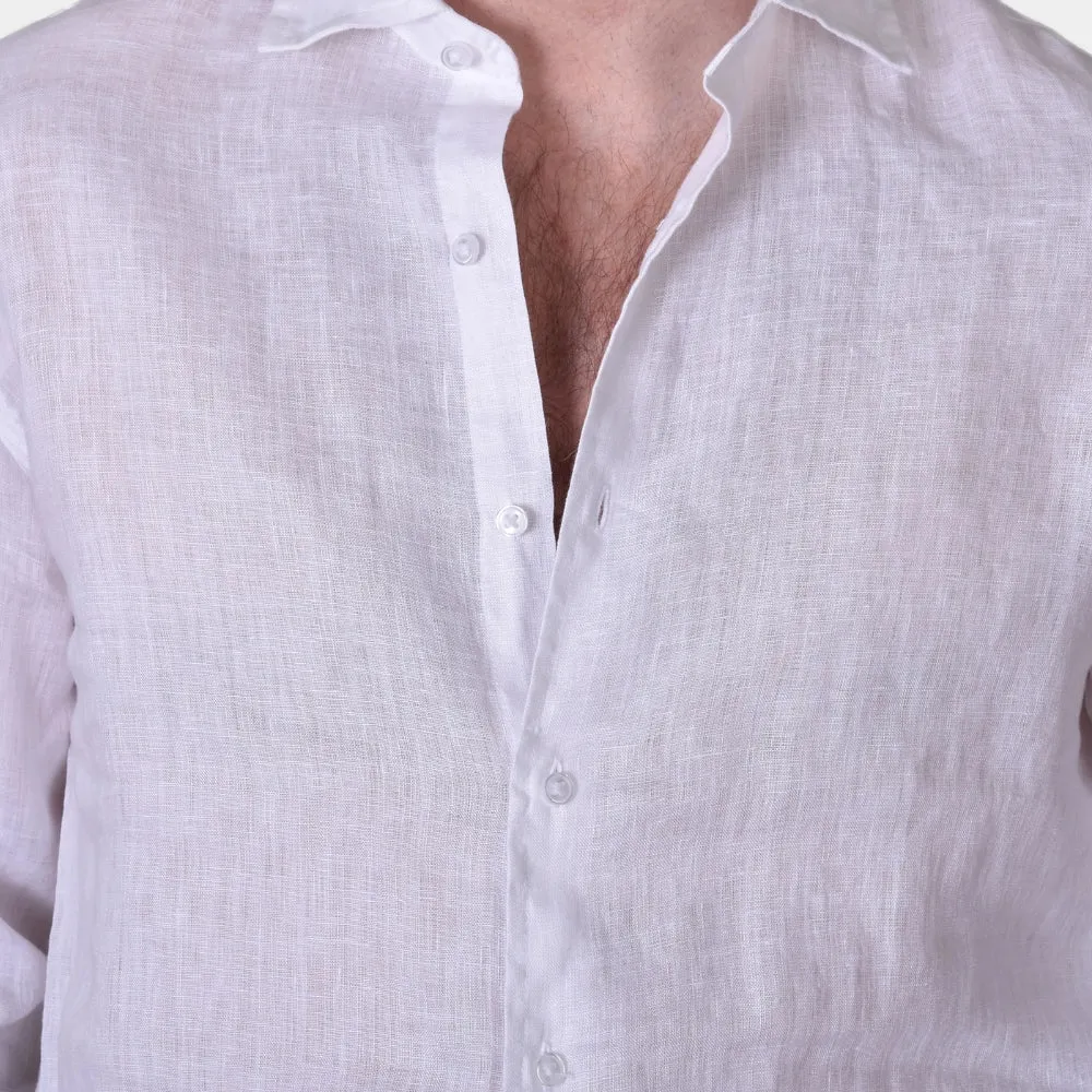 Linen Full Button Shirt - White