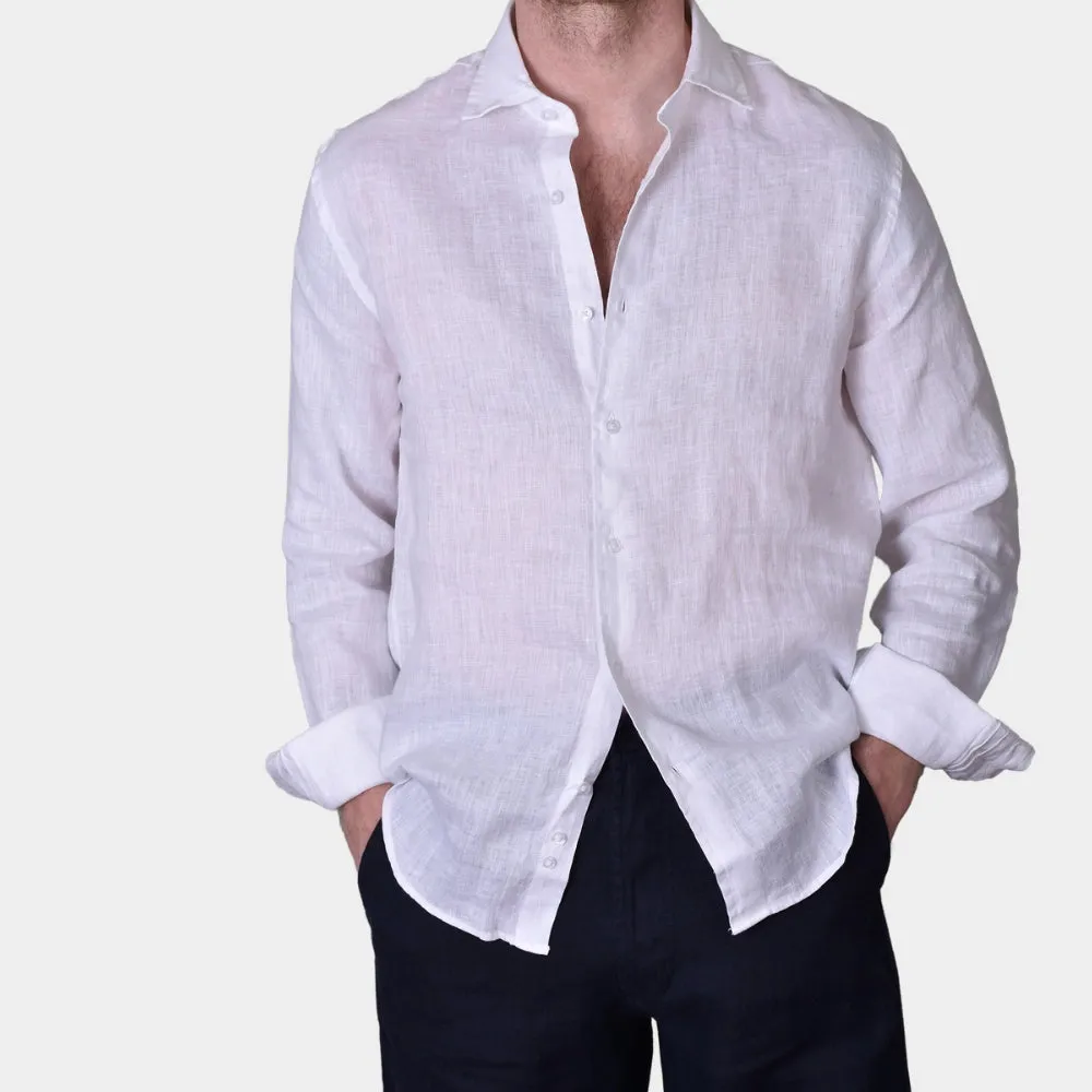 Linen Full Button Shirt - White