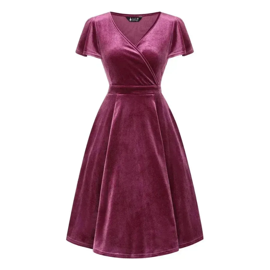 Lyra Mini Dress - Mauve Velvet