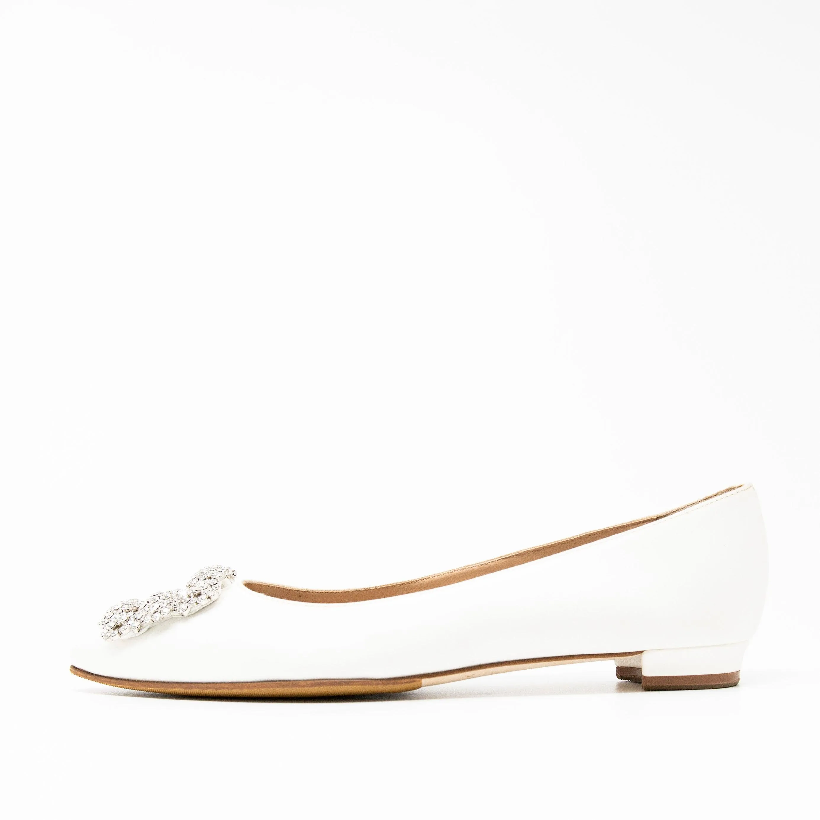 Manolo Blahnik Cream Hangisi Flats 38.5