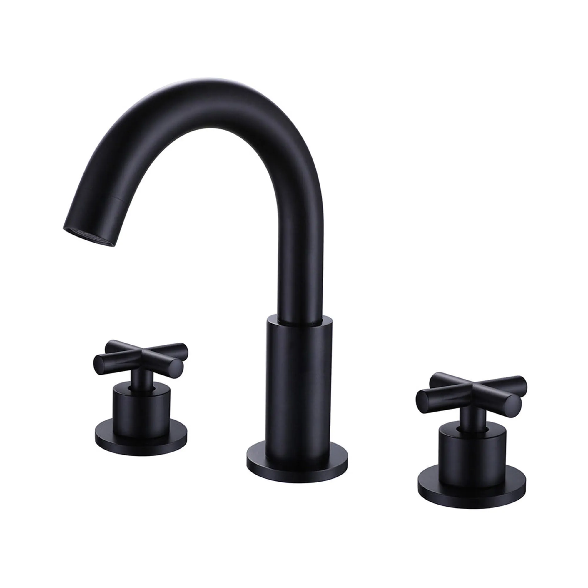 Matte Black Deck Mount Bathroom Sink Faucet with Rough-in Valve RB0765