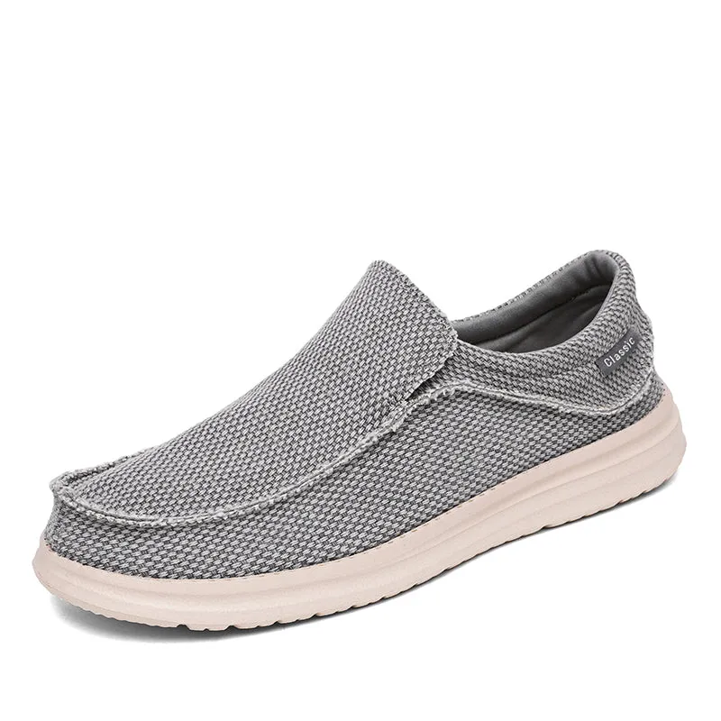 Men's walking casual shoes lightweight loafers Slip on boat canvas breathable