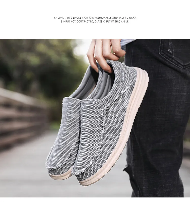 Men's walking casual shoes lightweight loafers Slip on boat canvas breathable