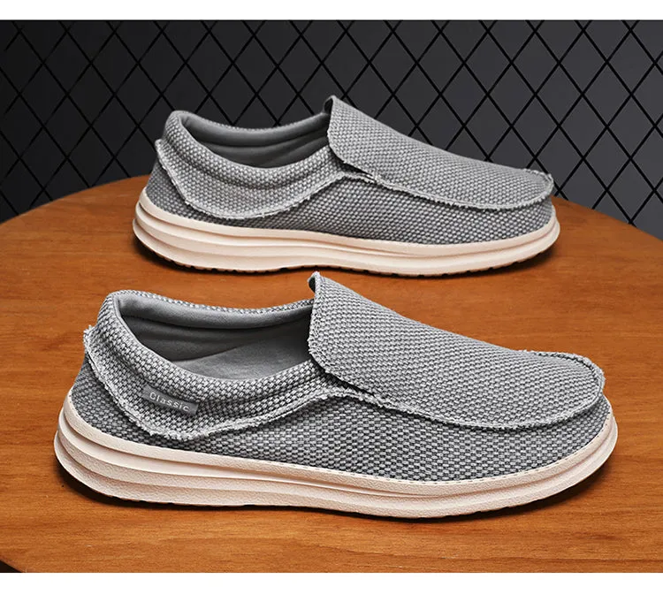 Men's walking casual shoes lightweight loafers Slip on boat canvas breathable