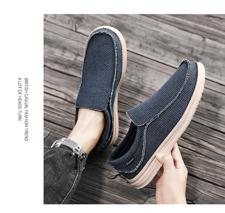 Men's walking casual shoes lightweight loafers Slip on boat canvas breathable