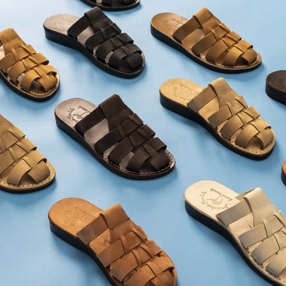 Michael Slide - Leather Pacific Slide Sandal | Camel Brown Nubuck