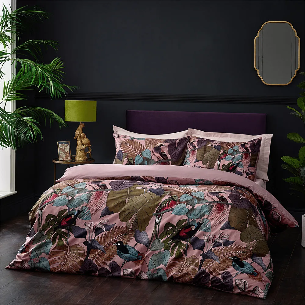 Moriyo Tropical Velvet Duvet Cover Set Dusky Blush