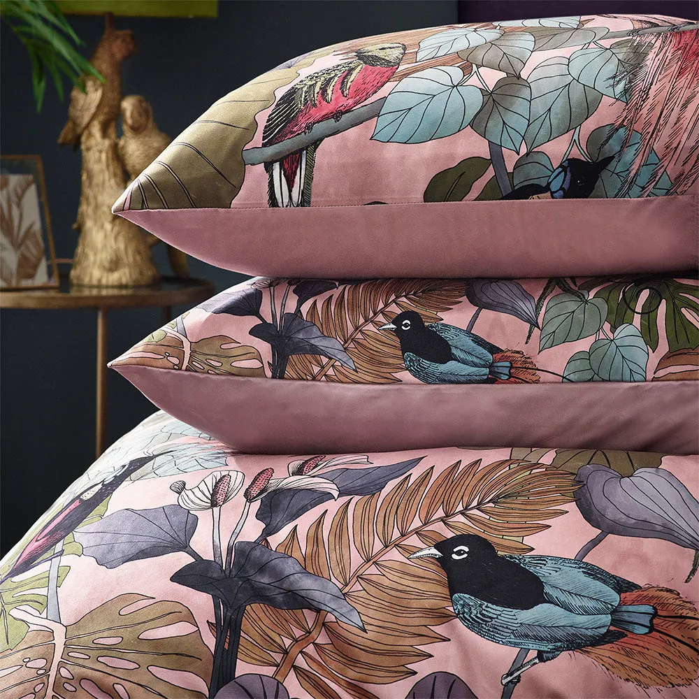 Moriyo Tropical Velvet Duvet Cover Set Dusky Blush