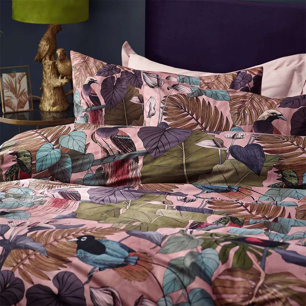 Moriyo Tropical Velvet Duvet Cover Set Dusky Blush