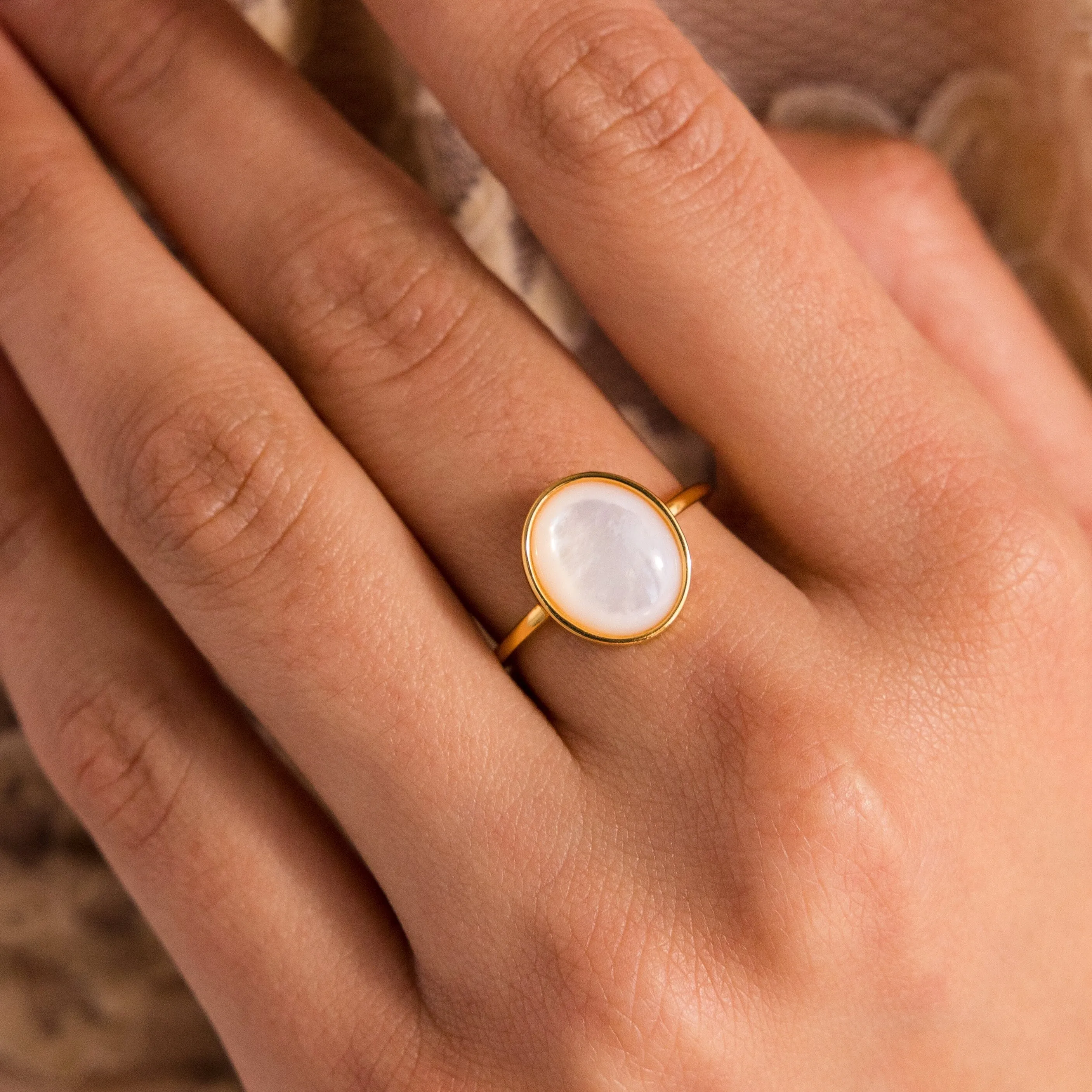 Mother of Pearl Signet Ring