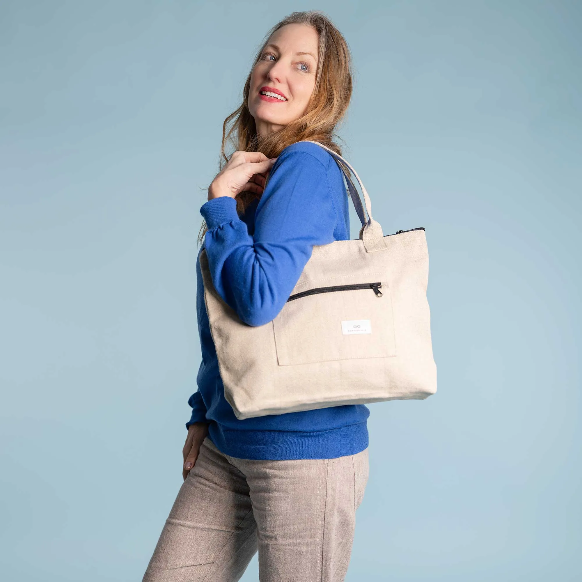 MOUNTAINVIEW 100% Organic Hemp Carry-All Commuter Tote Bag (Unisex) (17”x13”x4”) (Plastic-free)