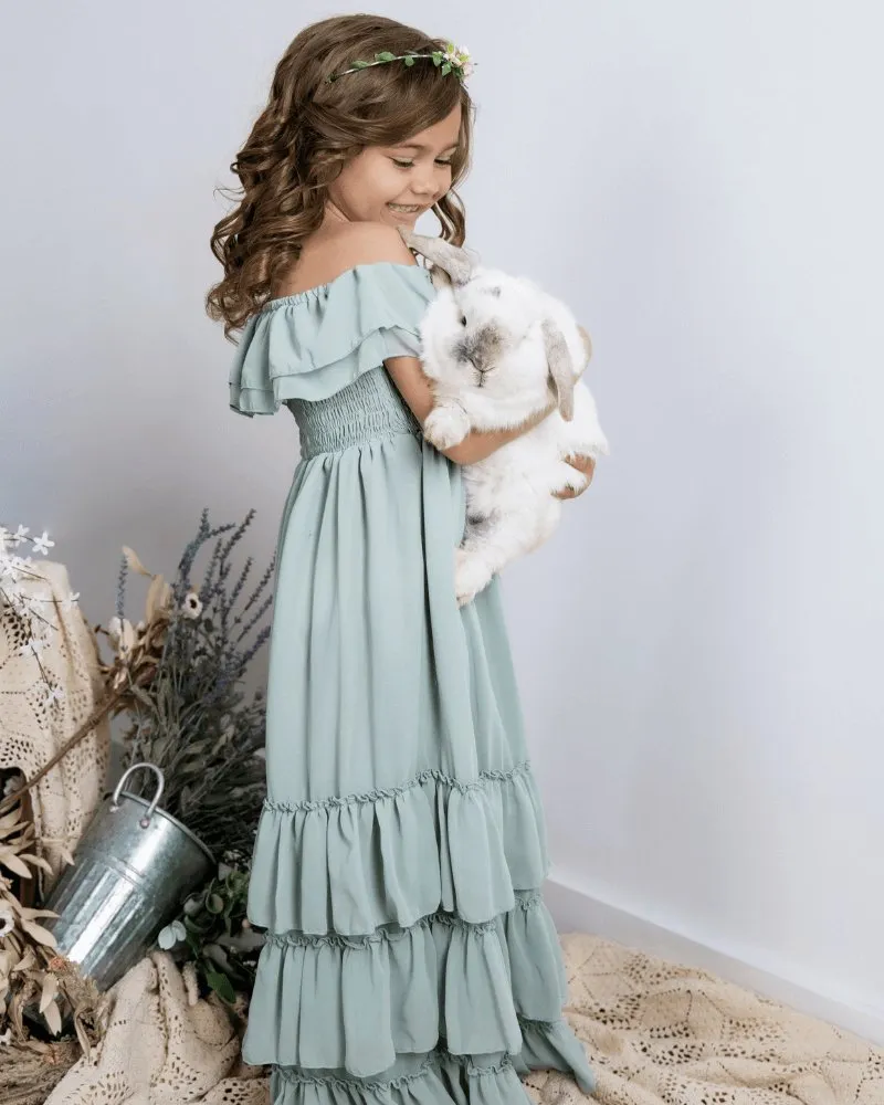 Nellie Ruffle Maxi Dress - Sage