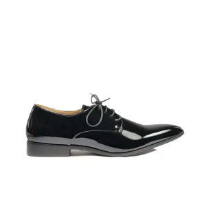 'Nero' Men's Vegan Derby Shoe by Zette Shoes - Black Patent