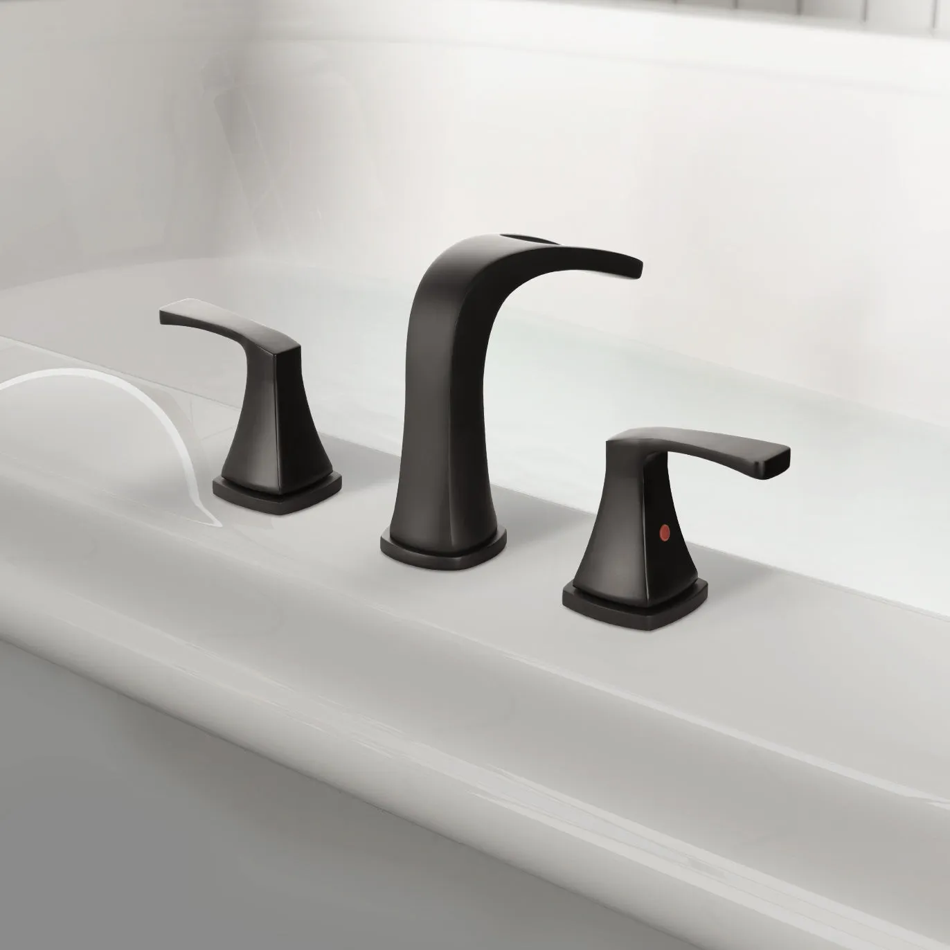 PARLOS 2-Handle Widespread Waterfall Roman Bathtub Faucet Tub Filler, Matte Black (1434204)