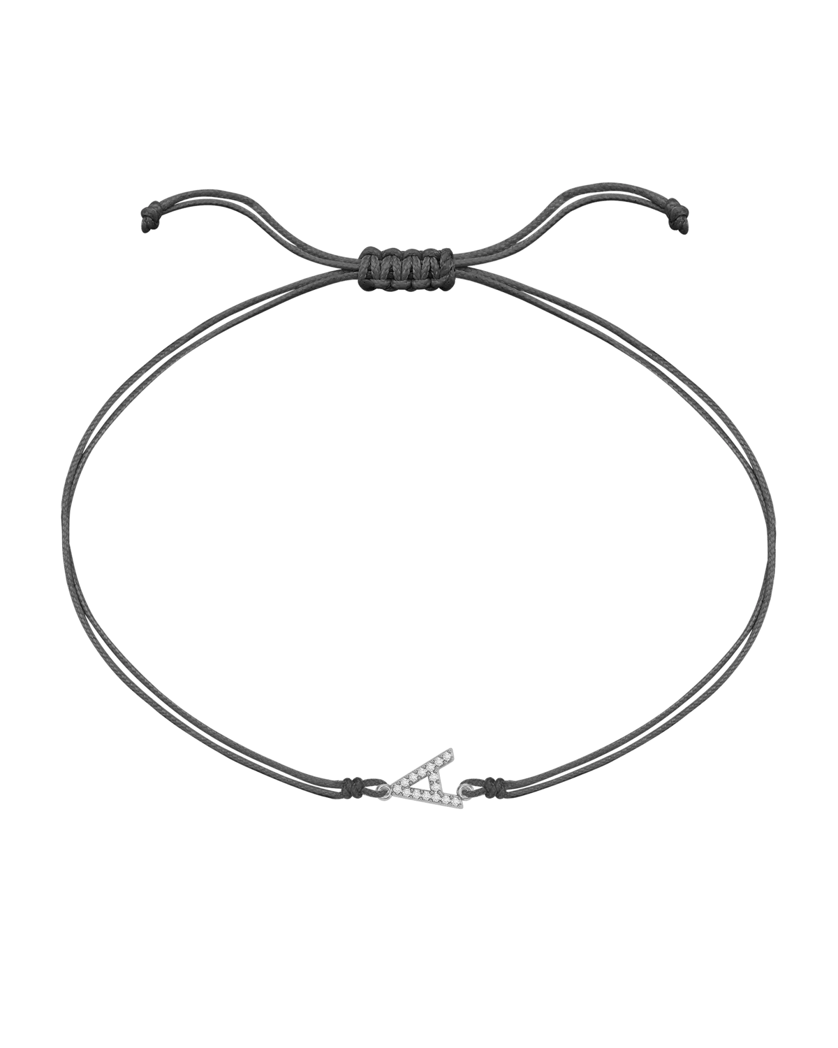 Paved Diamond Initial String of Love - 14K White Gold