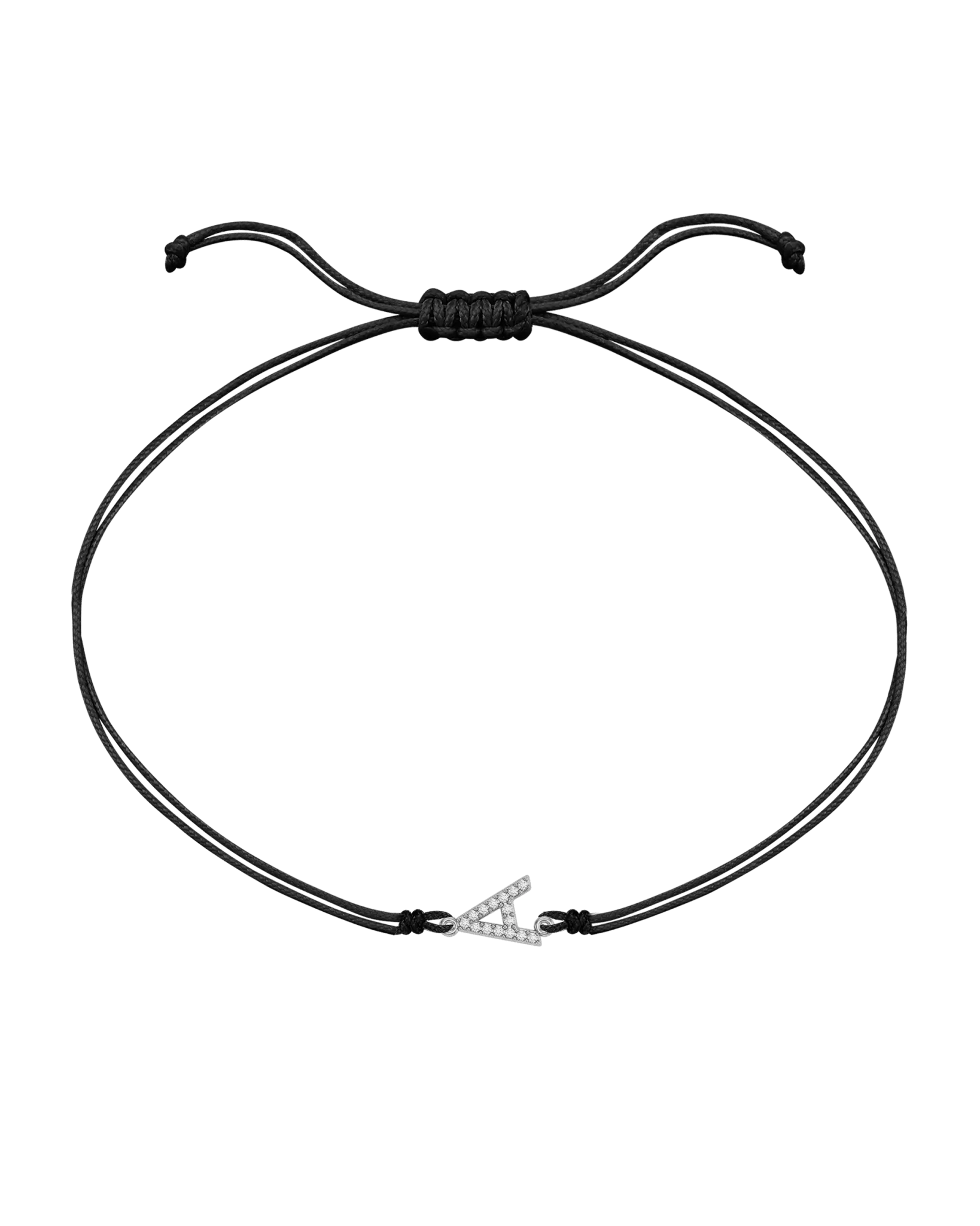 Paved Diamond Initial String of Love - 14K White Gold