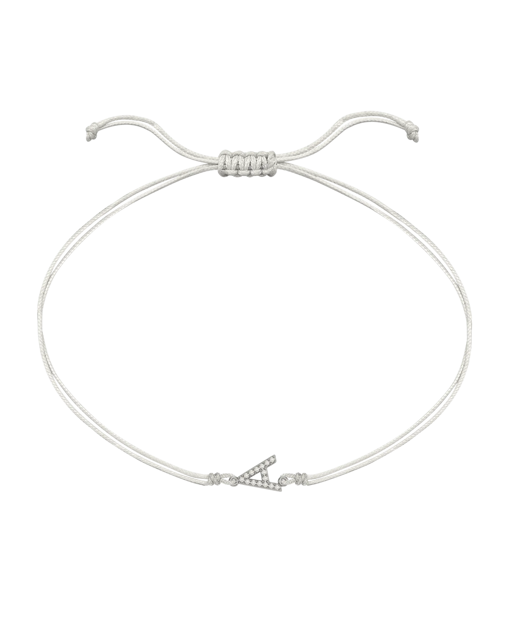 Paved Diamond Initial String of Love - 14K White Gold