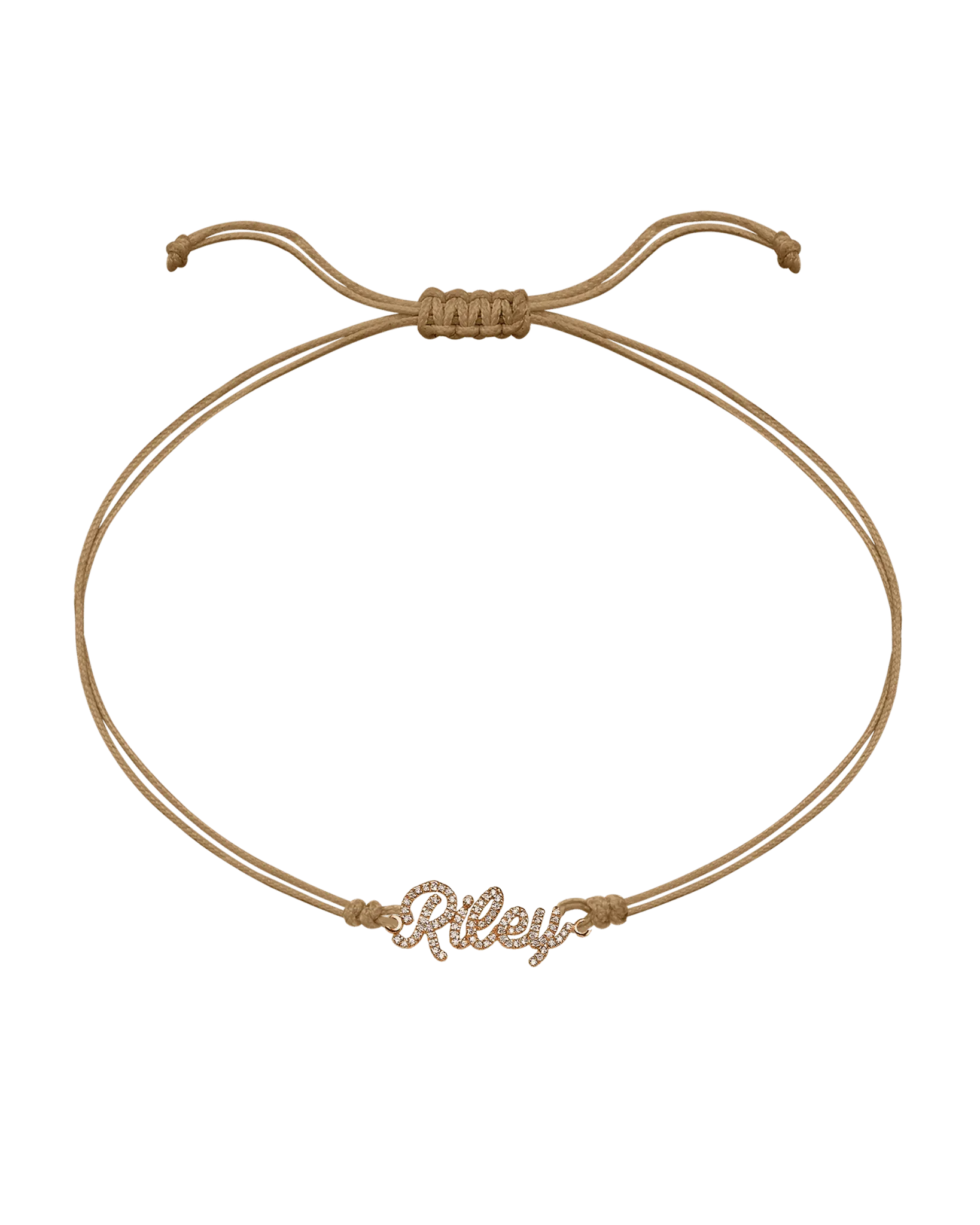 Paved Name Plate String of Love - 14K Rose Gold