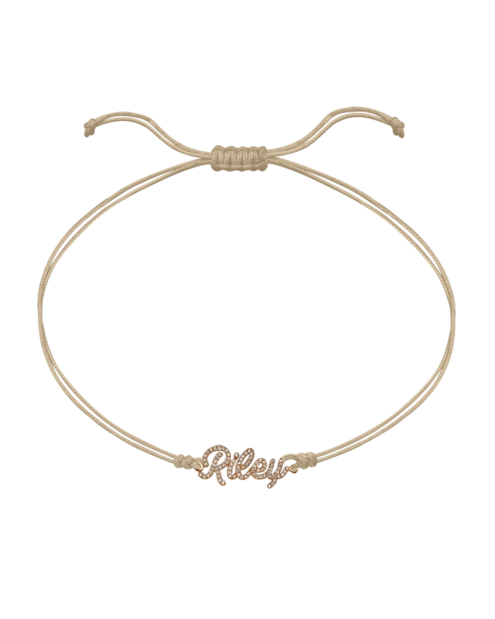 Paved Name Plate String of Love - 14K Rose Gold