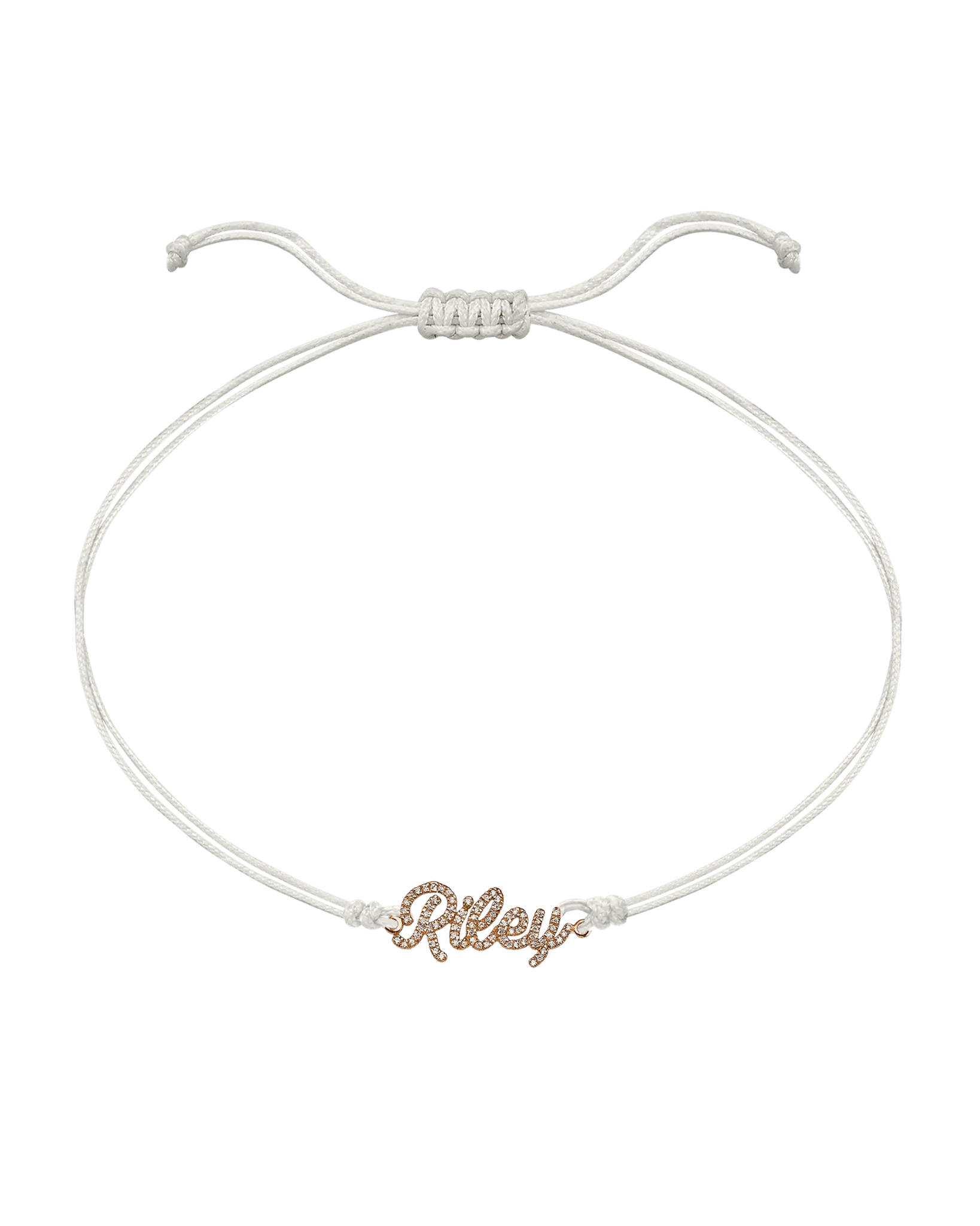 Paved Name Plate String of Love - 14K Rose Gold