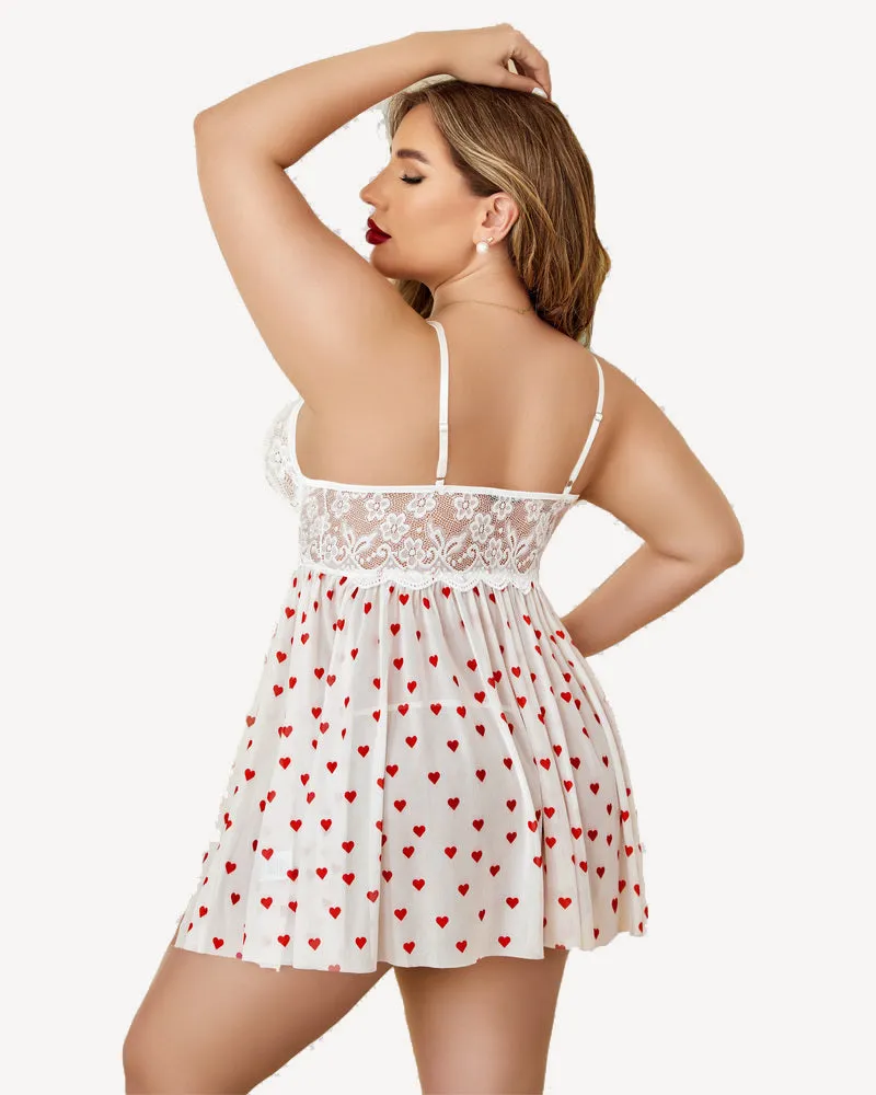 Plus Size Lace Leopard Side Slit Nightdress