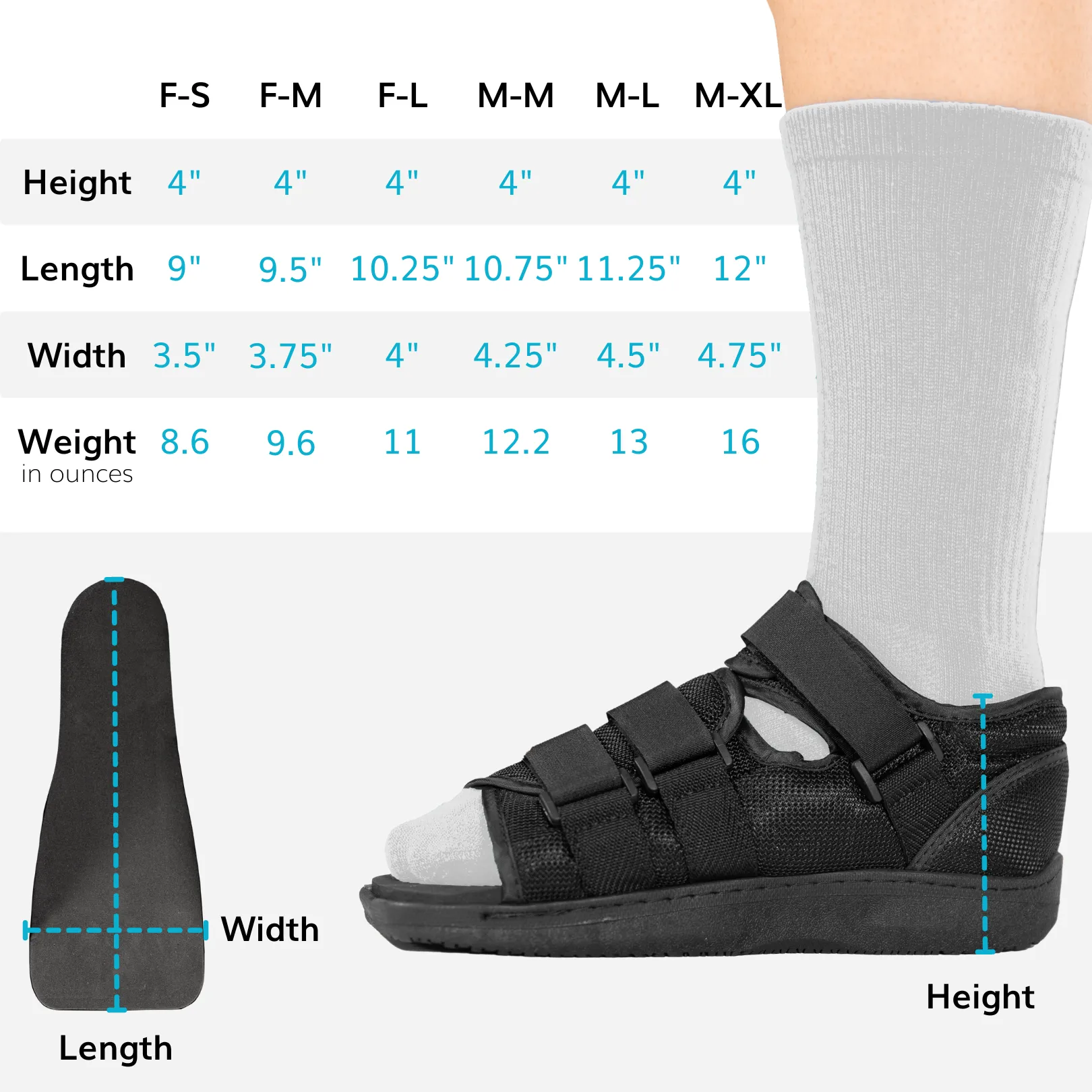 Post-op Medical Walking Shoe | Orthopedic Broken Foot and Toe Fracture Surgical Walking Boot