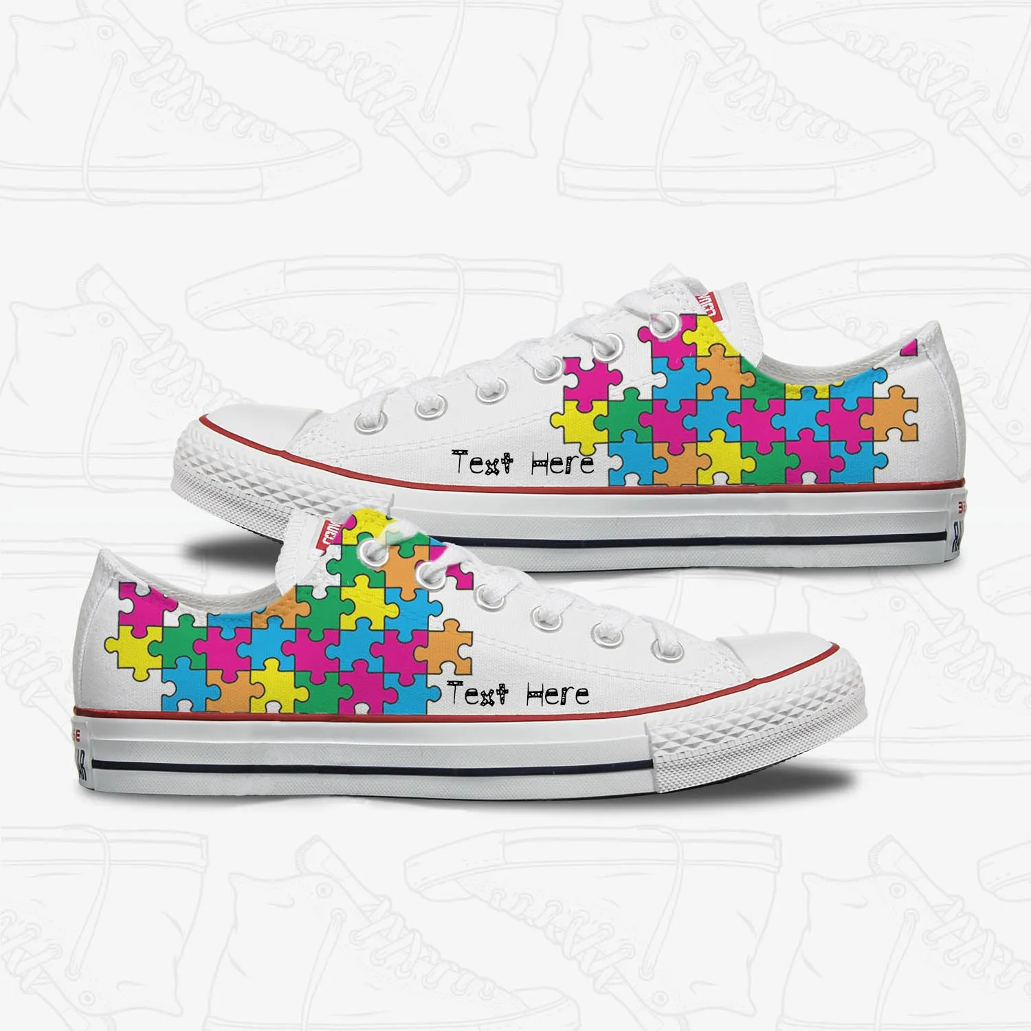 Puzzle Piece Custom Adult Converse Chuck Taylor