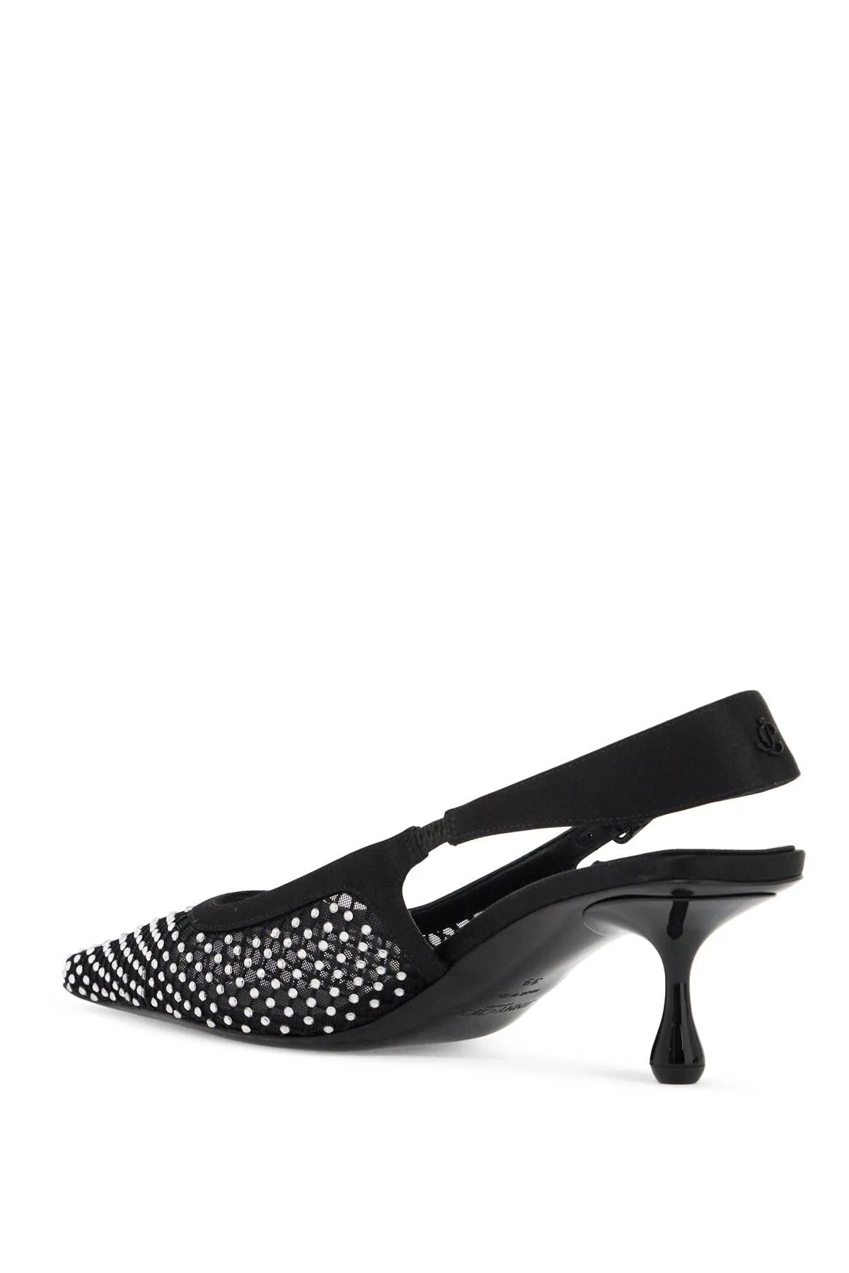 "mesh and satin slingback amel 50 décol AMEL 50 QHS BLACK CRYSTAL