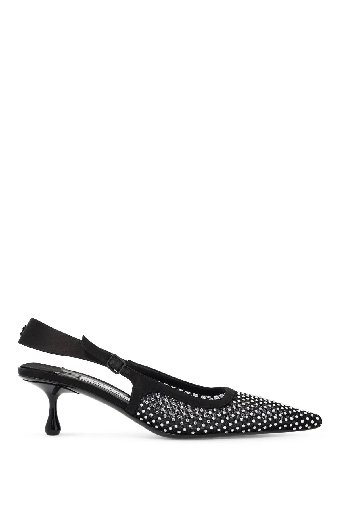 "mesh and satin slingback amel 50 décol AMEL 50 QHS BLACK CRYSTAL