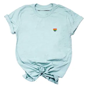 Rainbow Heart Embroidery Detail LGBTQ  Pride T-Shirt