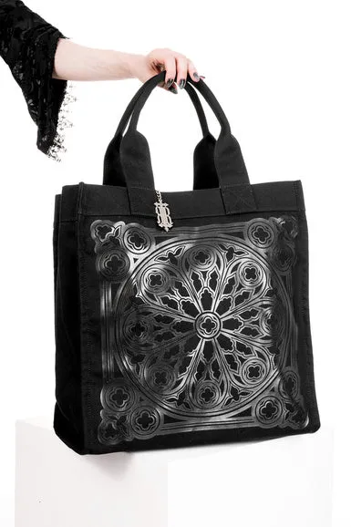 Restyle - Rosarium - Gothic Tote Shopper Bag with printed Cathedral Design