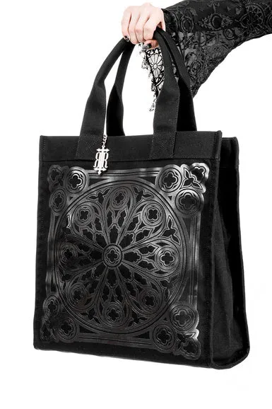 Restyle - Rosarium - Gothic Tote Shopper Bag with printed Cathedral Design