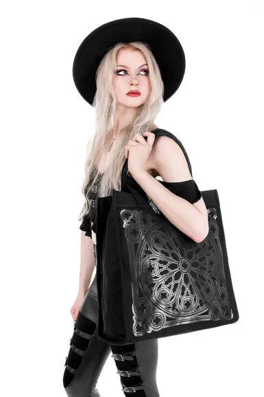 Restyle - Rosarium - Gothic Tote Shopper Bag with printed Cathedral Design