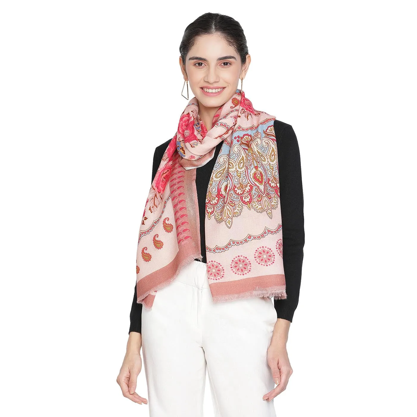 ROSE Wool Blend Printed Stole