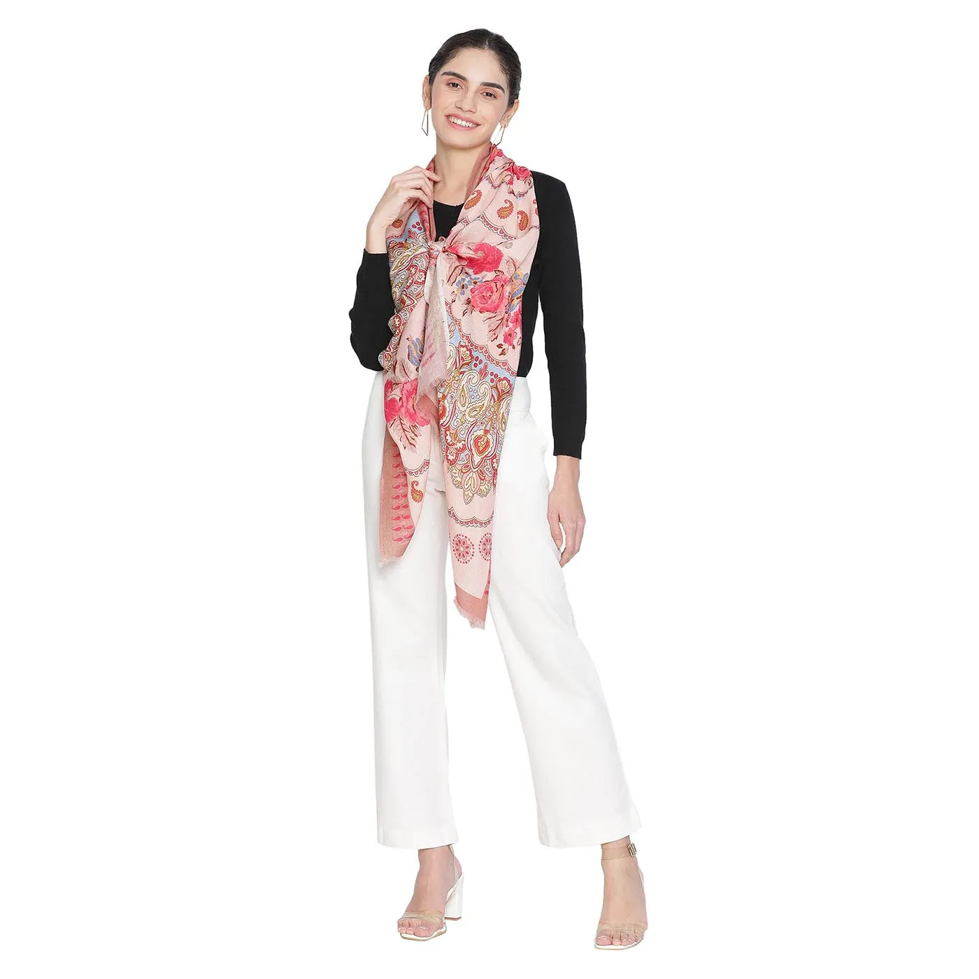 ROSE Wool Blend Printed Stole