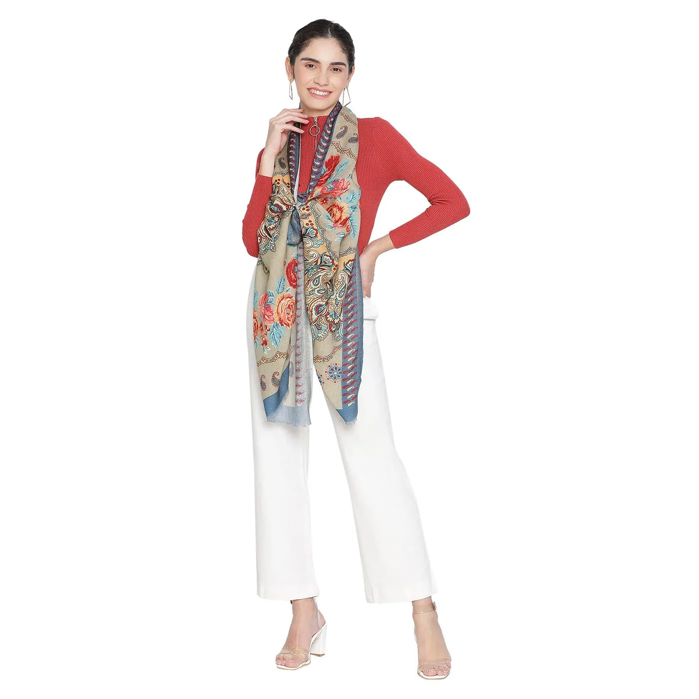 ROSE Wool Blend Printed Stole