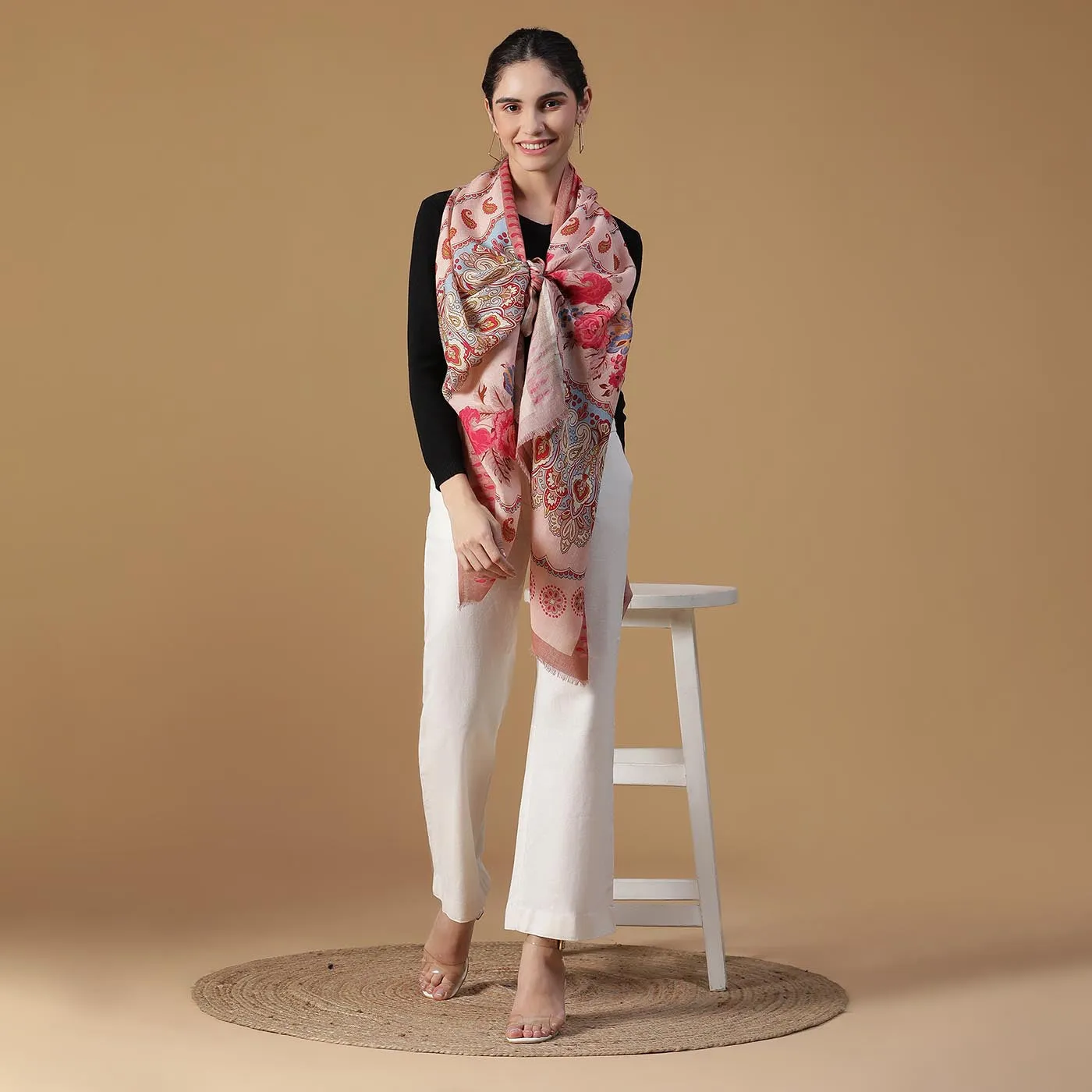 ROSE Wool Blend Printed Stole