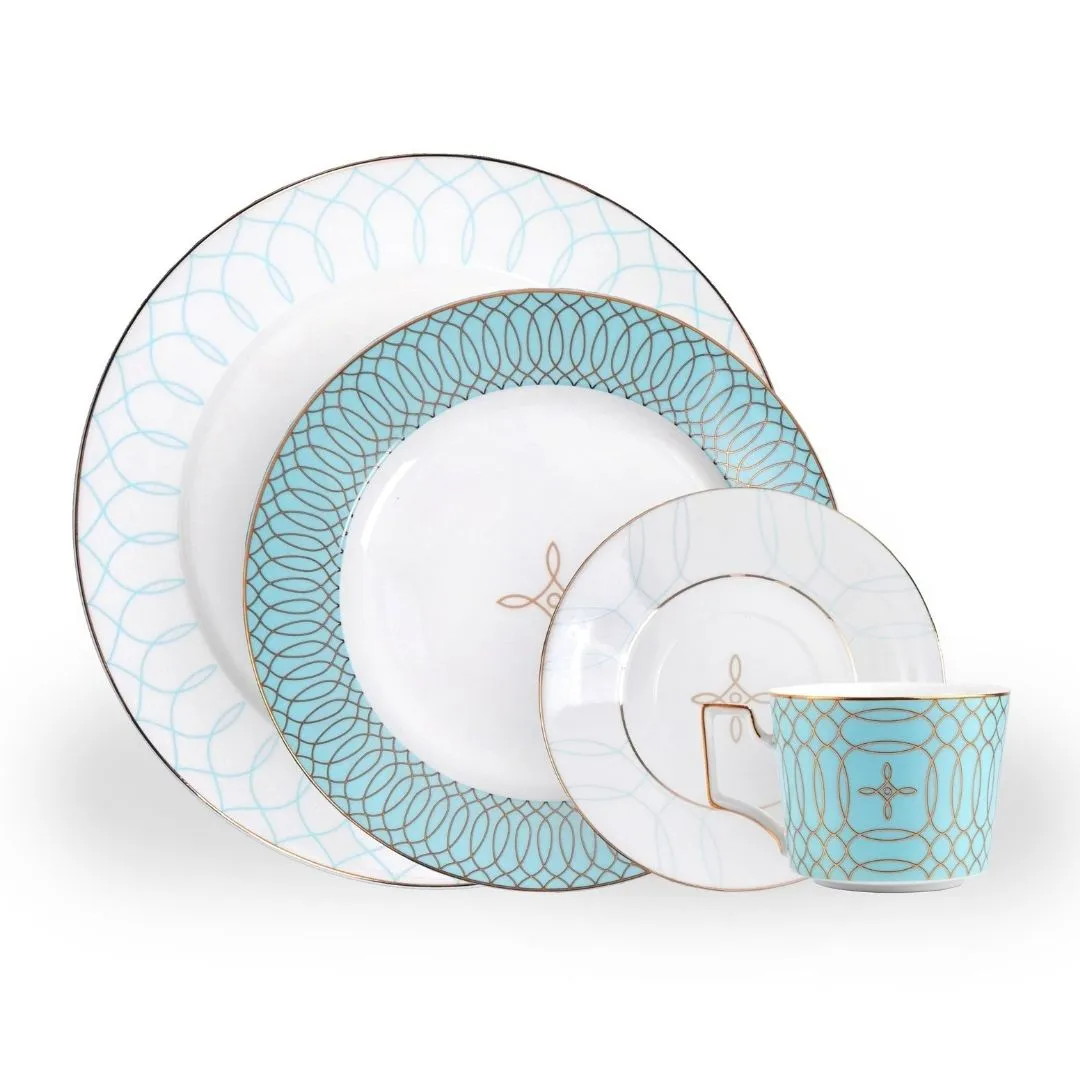 Royal Charm Blue & Gold 16 pc Dinnerware Set