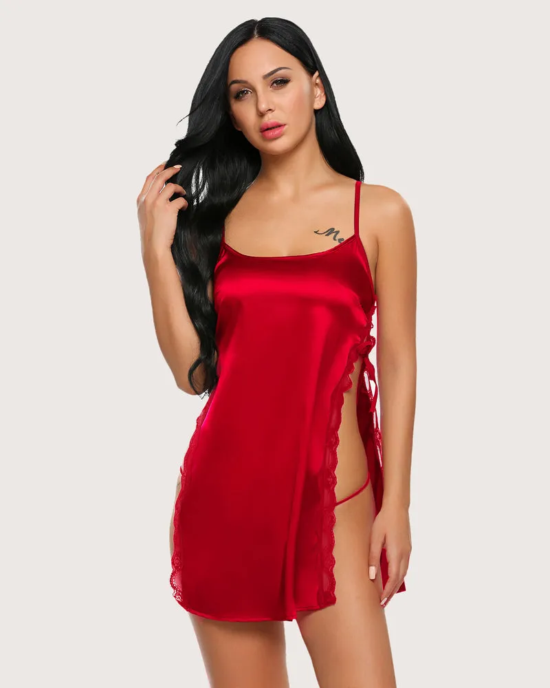 Satin Nightwear Lace Chemise