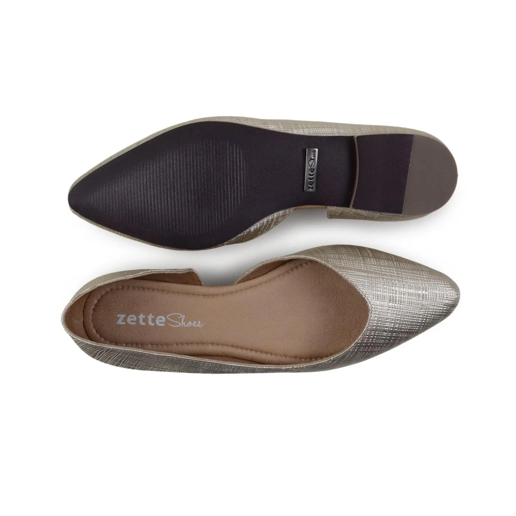 'Serena' women's platinum flat by Zette Shoes