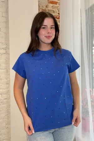 Shine Bright Royal Blue Rhinestone Tee