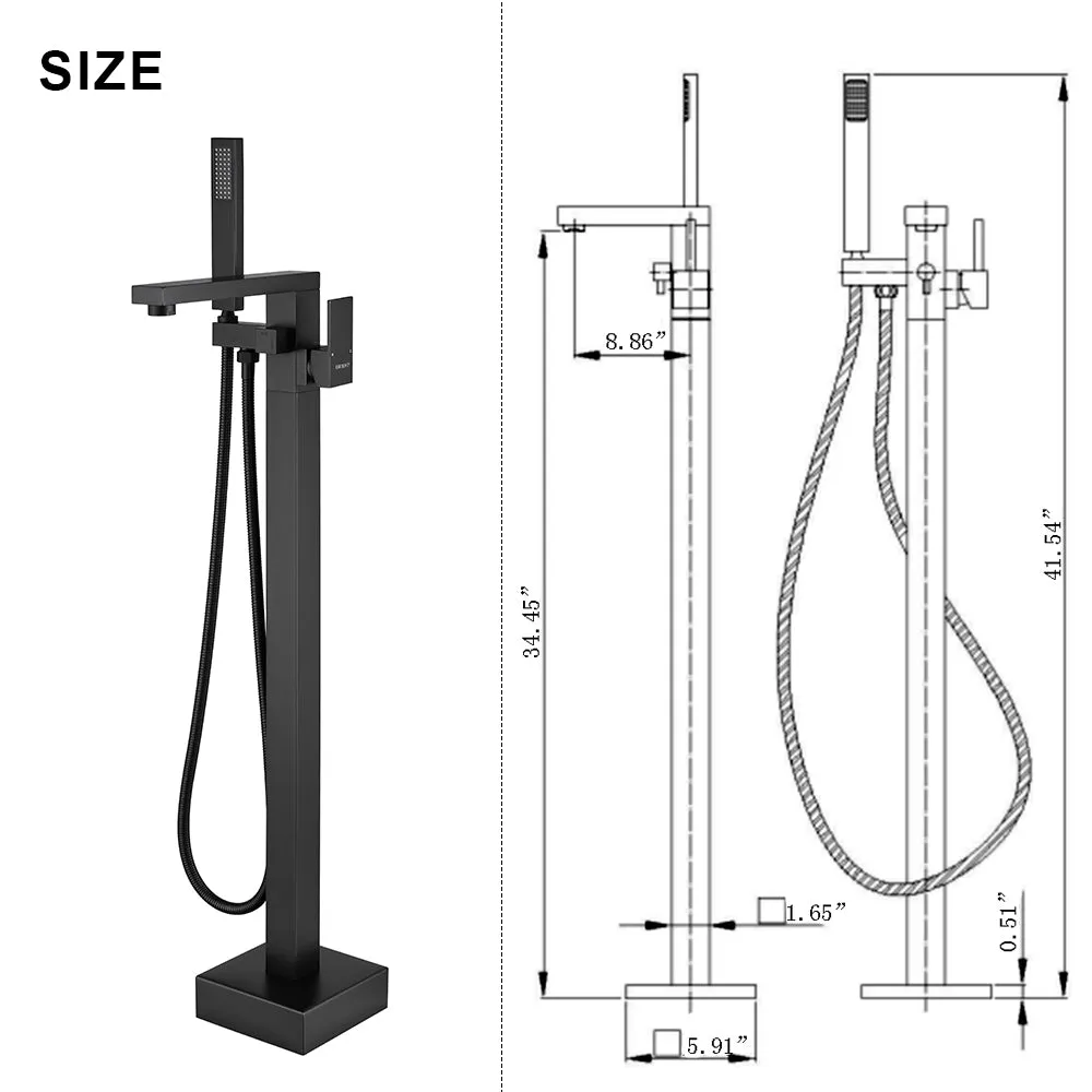 Single Handle Floor Mount Tub Filler with Handshower RBLD0720